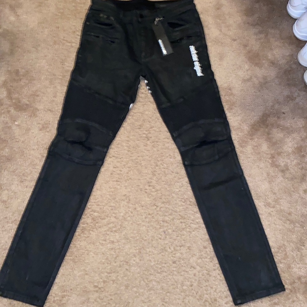 Rockstar Shan (wax) coated biker jean - Black